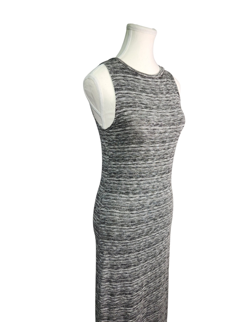 Ginger G Maxi Tank Dress Med Black Gray Marled Knit Sleeveless Stretch USA Y2K - Picture 2 of 12